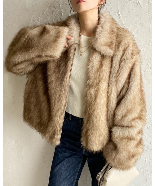 She's Closet コート アウター ショート丈襟付きフロントジップ