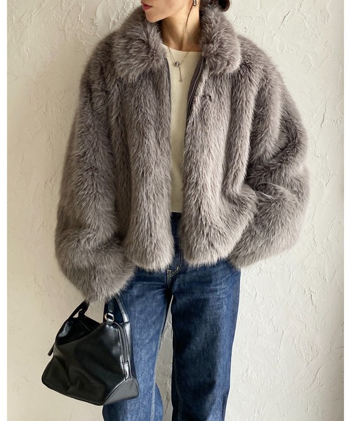 She's Closet コート アウター ショート丈襟付きフロントジップ