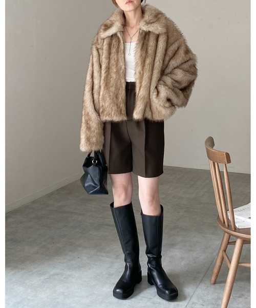 She's Closet コート アウター ショート丈襟付きフロントジップ