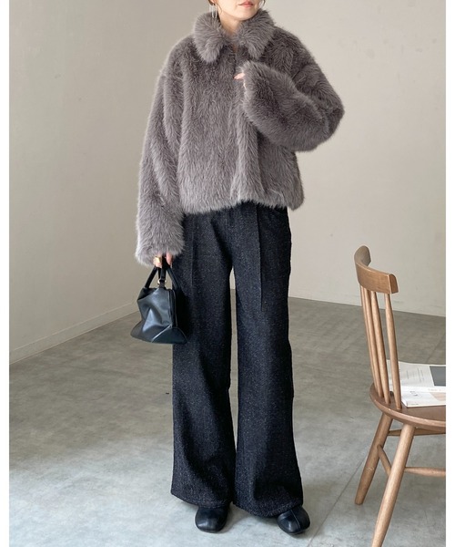 She's Closet コート アウター ショート丈襟付きフロントジップ