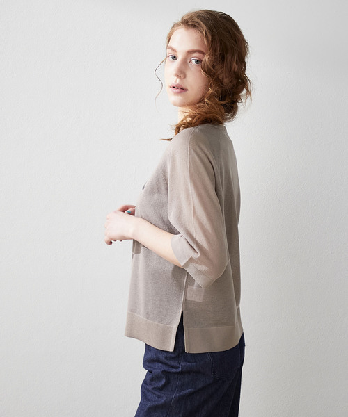 「LE SOUK HOLIDAY」 半袖ニット L オフホワイト レディース_画像3