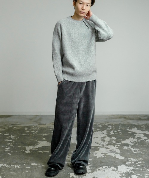 美品 Drawer グレー ラグランスリーブ セーター サイズ1 セーター ニット ラグランスリーブ ボタンネックニット メンズ