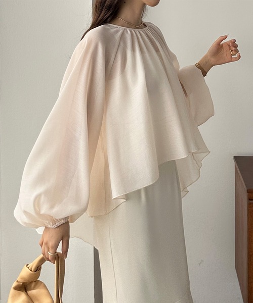 「Louere」 長袖ブラウス X-LARGE グレイッシュベージュ レディース_画像3