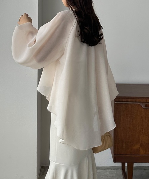 「Louere」 長袖ブラウス X-LARGE グレイッシュベージュ レディース_画像4