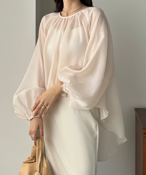 「Louere」 長袖ブラウス X-LARGE グレイッシュベージュ レディース_画像5