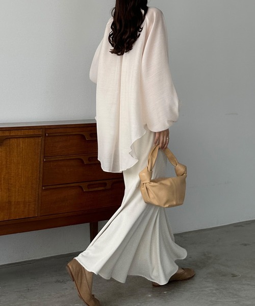 「Louere」 長袖ブラウス X-LARGE グレイッシュベージュ レディース_画像8