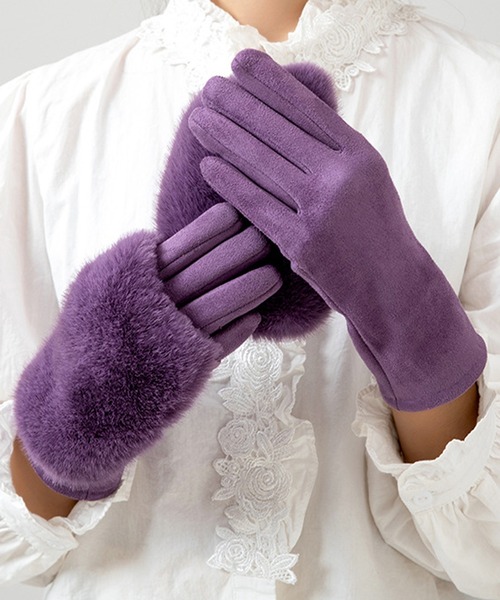 DAY CLOSET 手袋 「2WAY着脱可能ファーカバー付き/タッチパネル対応/裏