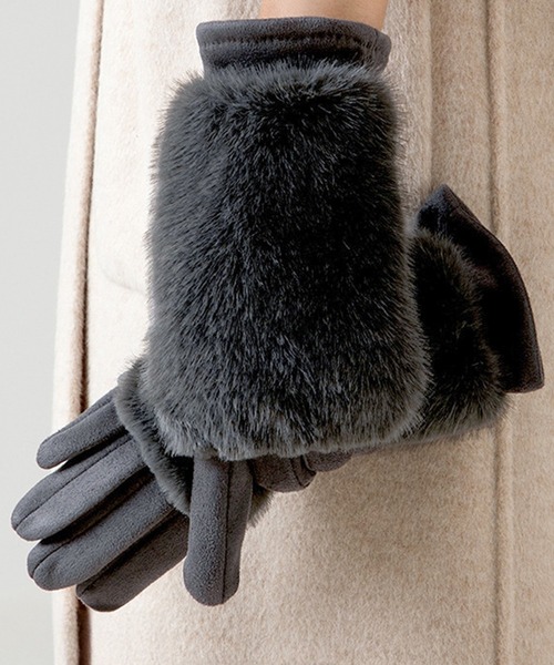 DAY CLOSET 手袋 「2WAY着脱可能ファーカバー付き/タッチパネル対応/裏