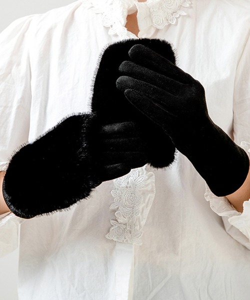 DAY CLOSET 手袋 「2WAY着脱可能ファーカバー付き/タッチパネル対応/裏