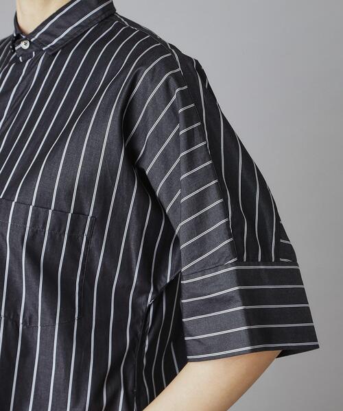 TICCA（ティッカ） ワンピース テント半袖ストライプシャツワンピース