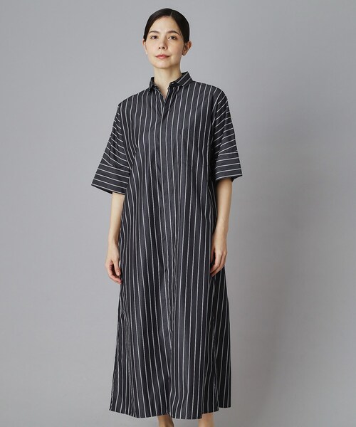 TICCA（ティッカ） ワンピース テント半袖ストライプシャツワンピース