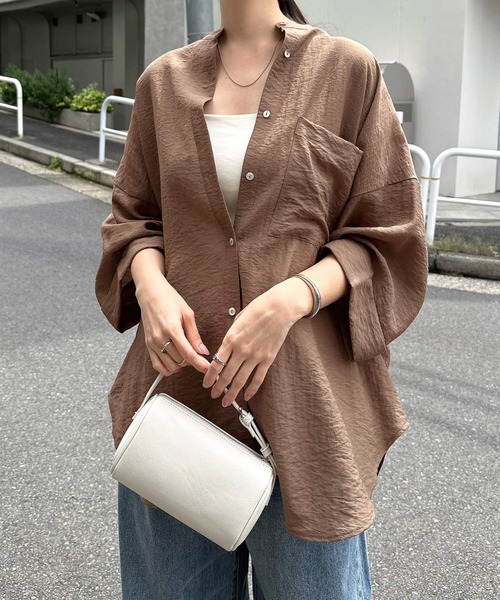 Aimeine シアーリネンワイドスリーブシャツ フリーサイズ ブラウン シアーリネンワイドスリーブシャツ｜PETAL ONLINE（ペタルオンライン）