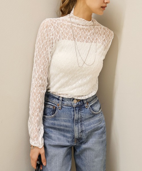 SpRay（スプレイ） tシャツ レースボトルネックトップス レディース