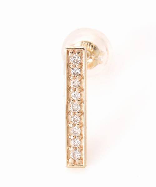 ピアス ボックスダイヤ12mmバーピアス K10（両耳） レディースの画像
