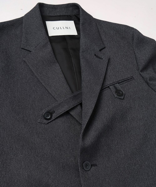 ジャケット テーラードジャケット Faux Denim Slant Belt Tailored Jacket メンズ レディースの画像