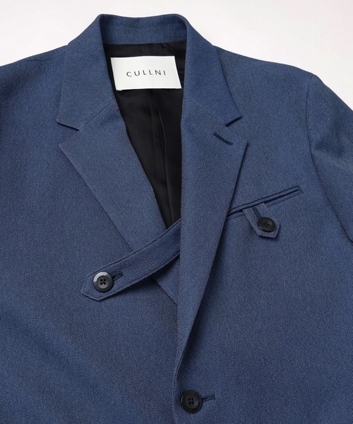 ジャケット テーラードジャケット Faux Denim Slant Belt Tailored Jacket メンズ レディースの画像