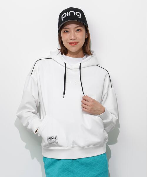 uvカット トレーナー スウェット 「PING APPAREL」エンボスロゴスウェットフーディプルオーバー 「GOLD」 (LADIES) レディース