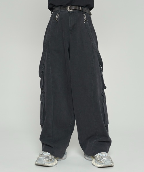 「ADAMASTE」 カーゴパンツ MEDIUM ブラック メンズ_画像4