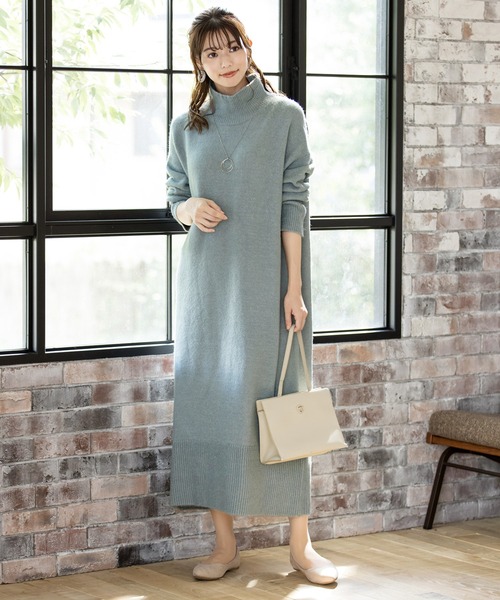 「Tiaclasse」 長袖ワンピース M モカ レディース_画像2