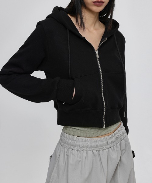 「BLACKUP」 ジップアップパーカー ONESIZE ライトグレー レディース_画像5