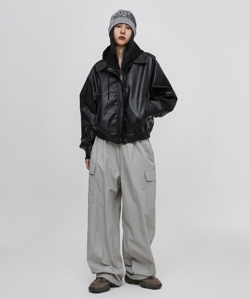 「BLACKUP」 ジップアップパーカー ONESIZE ライトグレー レディース_画像7