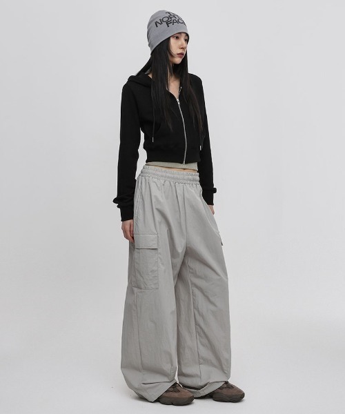 「BLACKUP」 ジップアップパーカー ONESIZE ライトグレー レディース_画像8