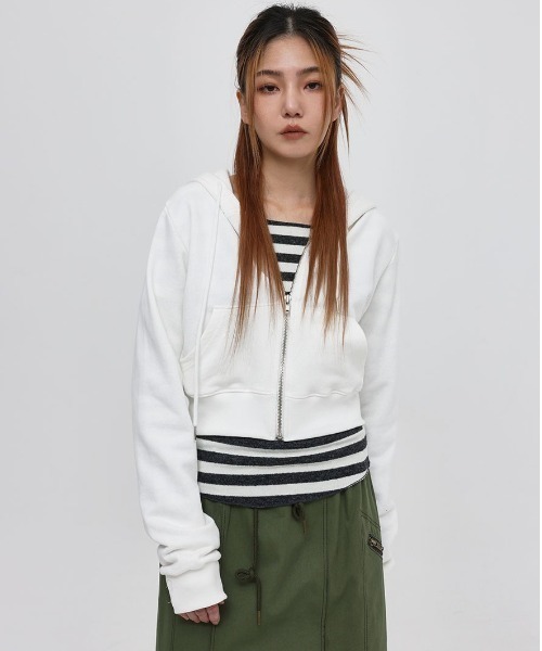 「BLACKUP」 ジップアップパーカー ONESIZE ライトグレー レディース_画像9