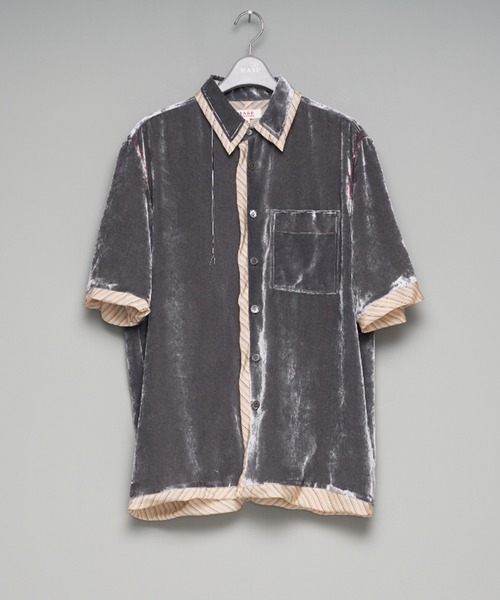 シャツ 「M A S U」UNEVEN VELVET HALF SLEEVE SHIRT メンズの画像