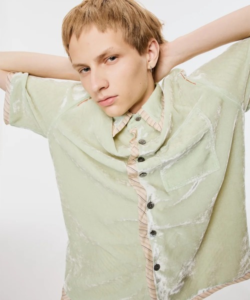 シャツ 「M A S U」UNEVEN VELVET HALF SLEEVE SHIRT メンズの画像