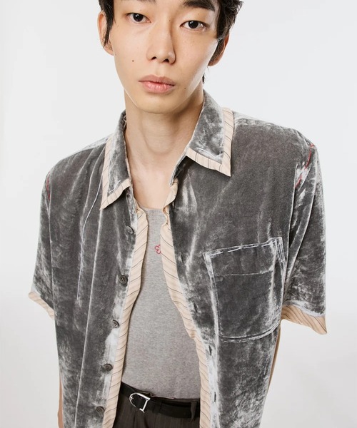 シャツ 「M A S U」UNEVEN VELVET HALF SLEEVE SHIRT メンズの画像