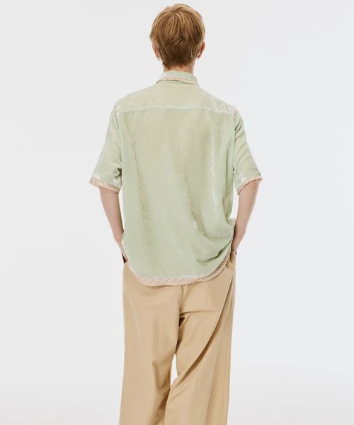 シャツ 「M A S U」UNEVEN VELVET HALF SLEEVE SHIRT メンズの画像
