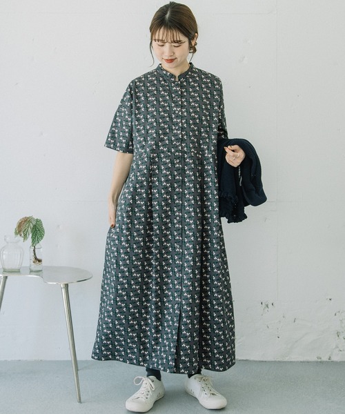POU DOU DOU（プードゥドゥ） ワンピース 夏 半袖 すみれプリント 