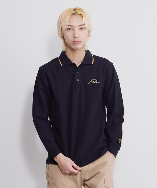 FILA（フィラ） ポロシャツ ポロシャツ 長袖 綿100% 鹿の子 筆記体ロゴ 