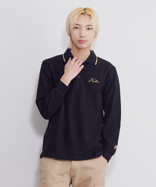 FILA（フィラ） ポロシャツ ポロシャツ 長袖 綿100% 鹿の子 筆記体ロゴ