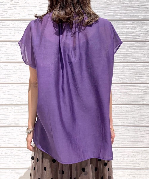 「Q」 半袖ブラウス MEDIUM ベージュ レディース_画像3