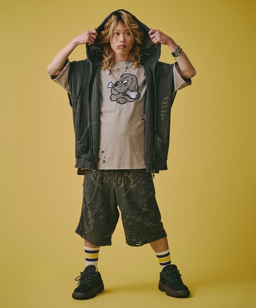 GALFY（ガルフィー） ワイドパンツ パンツ GALFY−闇に溶かされし犬