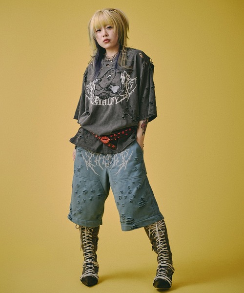 GALFY（ガルフィー） ワイドパンツ パンツ GALFY−闇に溶かされし犬