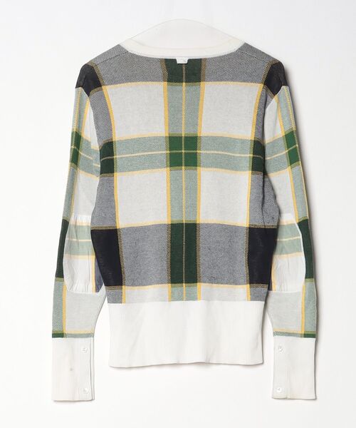 「BLACK FLEECE」 チェック柄ニットカーディガン - グリーン レディース_画像2