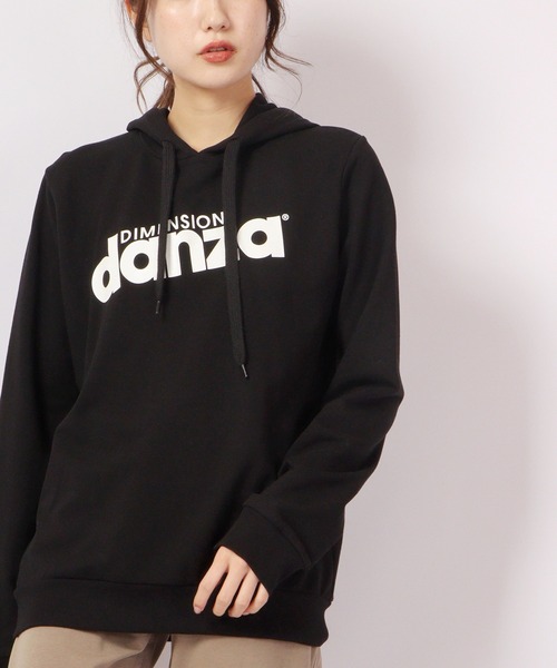 パーカー DIMENSIONE danza　ロゴプリントフーディー レディース DIMENSIONE danza パーカー ショート丈 ロゴプリントパーカー