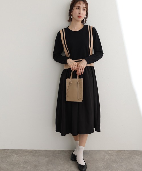 ElegChic ワンピース ニットドッキングワンピース_スクエア : ZOZOTOWN 
