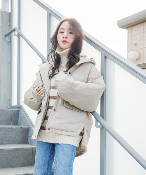 ニット セーター パネルボーダーハイネックニット レディース Isn't She？ ニット セーター パネルボーダーハイネックニット