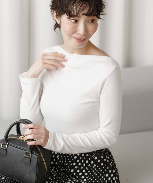 tシャツ ボートネックとろみインナーTシャツ レディース トキドキ tシャツ ボートネックとろみインナーTシャツ