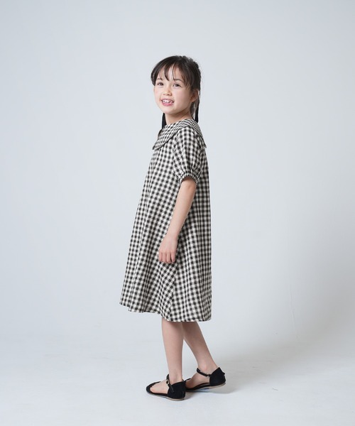 DANTON キッズ　ギンガムチェック　ワンピース　サイズL ワンピース キッズ ベビー オーガニックズー ギンガムチェック