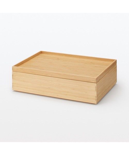 無印良品（MUJI） 収納 重なる竹材長方形ボックス 小 約幅37×奥行