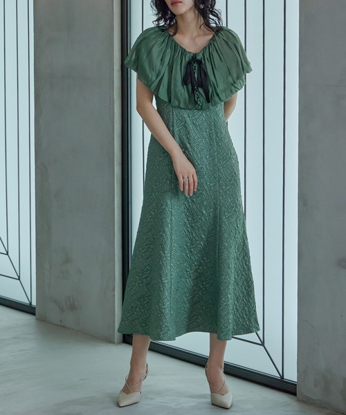 ★新品★訳あり★最新作ニアナ　レースケープキャミワンピドレス ニアナ niana リーフ刺繍レースブラウスキャミワンピースセット