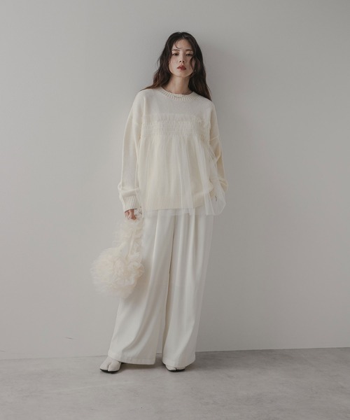 新品タグ付き♡チュールハイネックニット Chico】チュールビスチェ付ハイネックニット | OUTLET(アウトレット