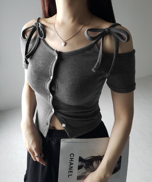 me+em select（ミームセレクト） tシャツ 「 2WAY 」ダブルリボンオフ