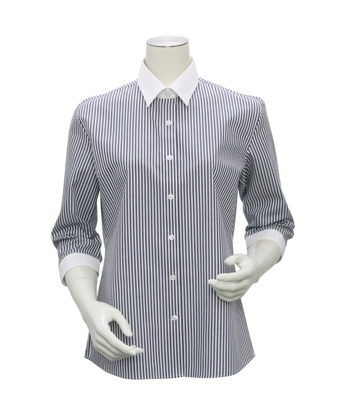 フォーマル ブラウス シャツ 形態安定ノーアイロン クレリックレギュラー 7分袖ビジネスワイシャツ レディース | BRICK HOUSE by TOKYO SHIRT | 02