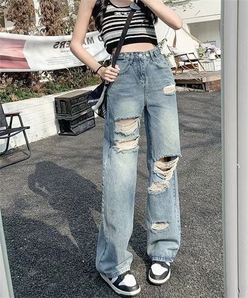 [激カワ]レディース/古着/ダメージ加工/ワイドレッグデニムパンツ ccakk25403.jpg
