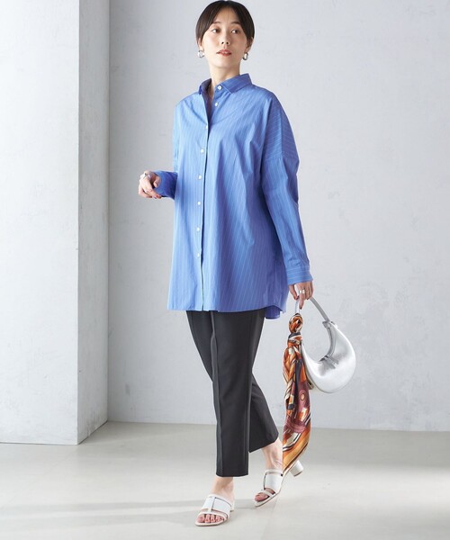 SHIPS ブラウス シャツ Primary Navy Label:「手洗い可能
